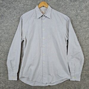 Alessandro Gherardeschi Men's Button Up‎ Shirt Size XXL Gray & White Stripes